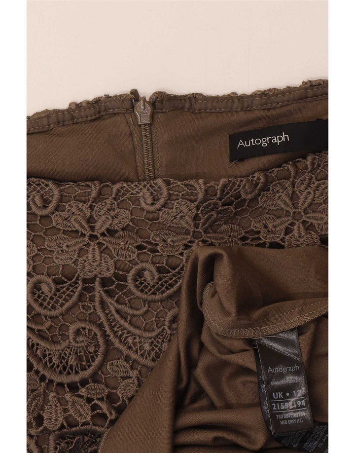 Marks & Spencer Falda recta autógrafo para mujer UK 12 Medium W30 Caqui