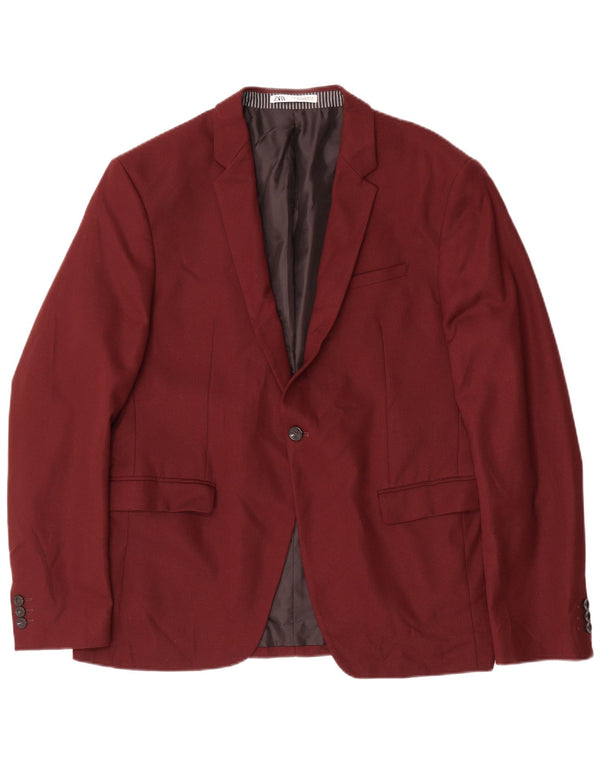 Zara Chaqueta tipo blazer con 1 botón para hombre EU 54 XL Burdeos