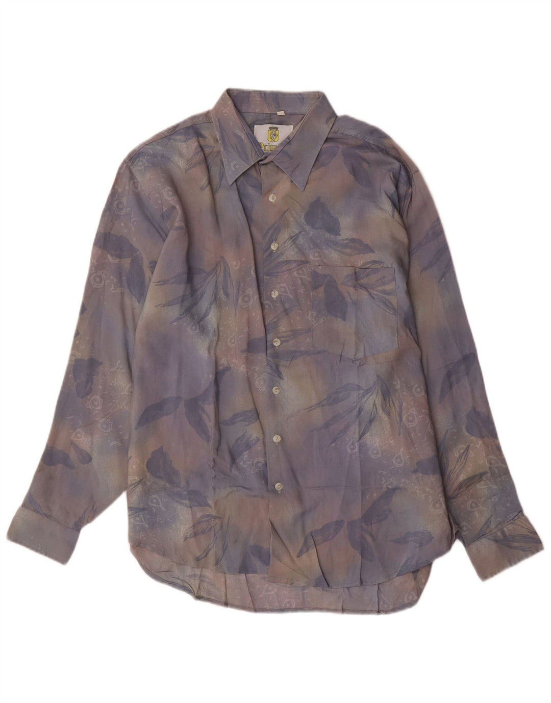 VINTAGE Camisa de hombre grande viscosa floral multicolor