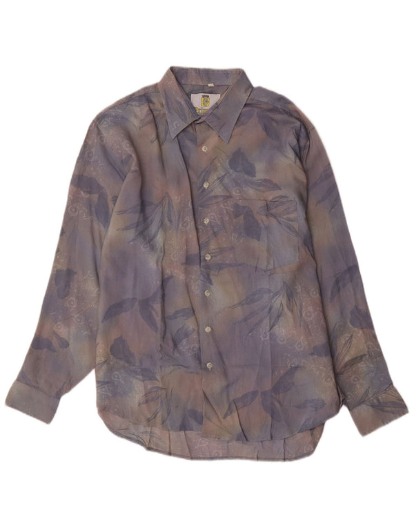 VINTAGE Camisa de hombre grande viscosa floral multicolor