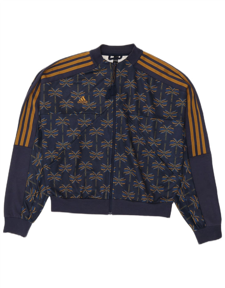 ADIDAS Chaqueta de chándal para mujer UK 8/10 Small Azul marino Floral
