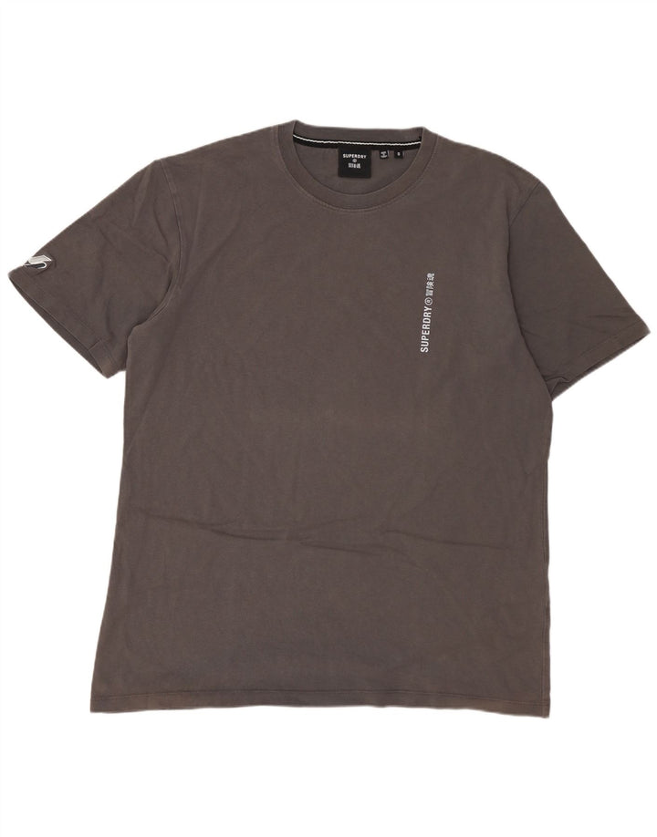 SUPERDRY Hombre Camiseta Top Small Gris Algodón
