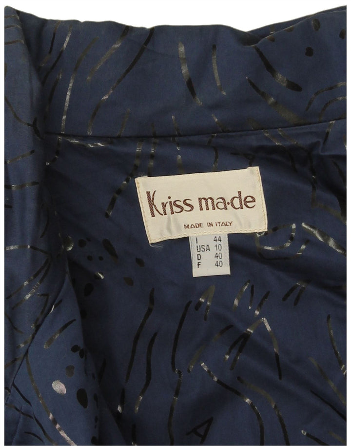 Vintage mujer chaqueta utilitaria de gran tamaño EU 40 azul medio estampado animal