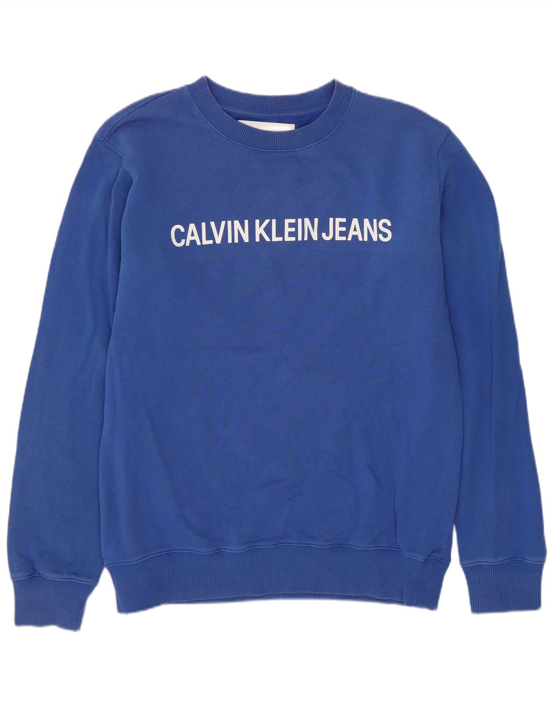 Calvin Klein Jeans Hombre Sudadera Gráfica Jumper Algodón Azul Medio