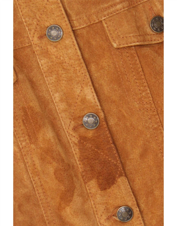 Vintage mujer ante chaqueta EU 36 pequeño cuero beige