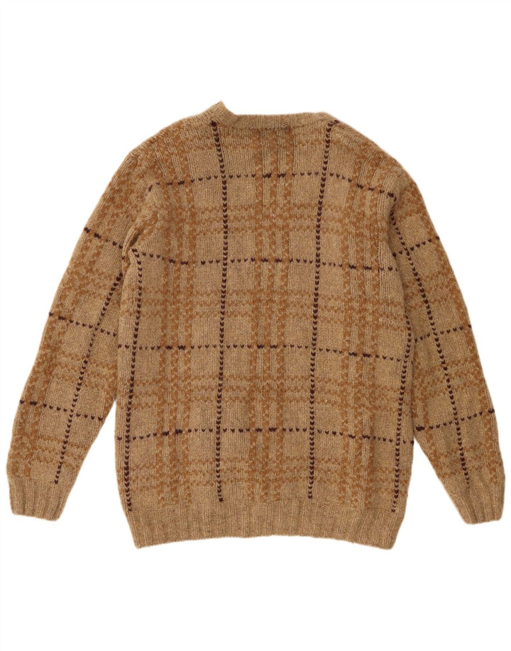 Eddie Bauer Jersey De Cuello Redondo Para Hombre XL De Lana De Cordero A Cuadros Marrón