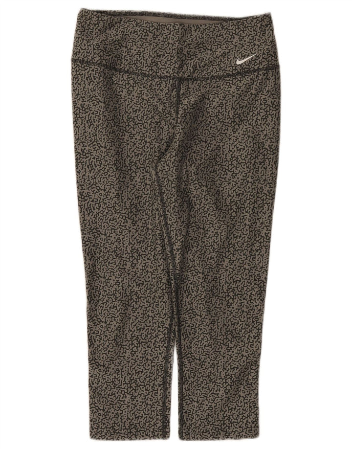 Nike Leggings capri Dri Fit para mujer con patrón abstracto, talla 10, color gris