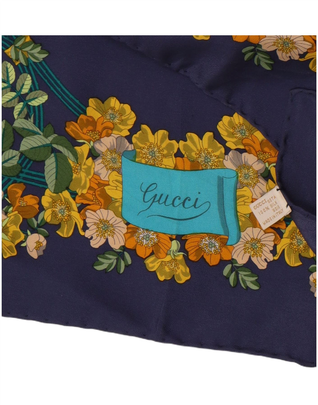 Gucci Bufanda Cuadrada Gráfica Para Mujer Talla Única Clásico De Seda Floral Azul Marino