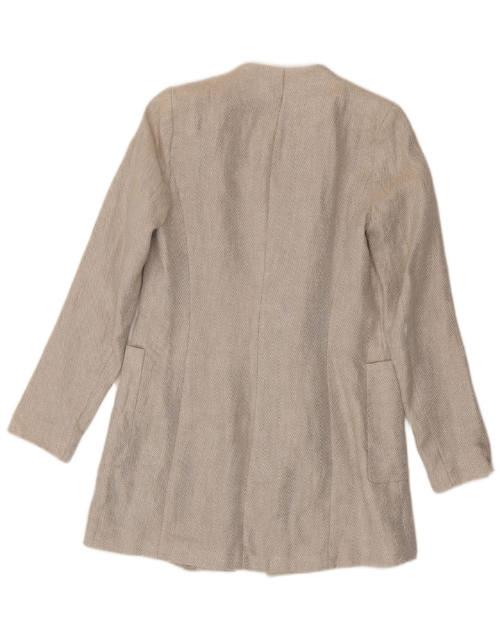 Zara Mujer Abrigo Abierto UK 10 Small Beige Linen