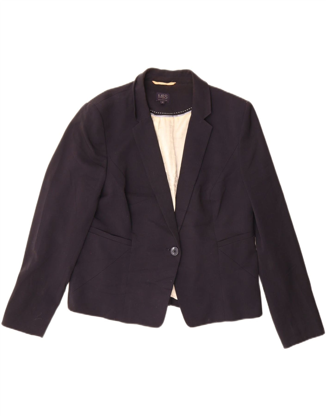 Marks & Spencer Chaqueta tipo blazer con 1 botón para mujer UK 40 XL Poliéster azul marino