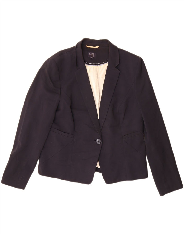 Marks & Spencer Chaqueta tipo blazer con 1 botón para mujer UK 40 XL Poliéster azul marino