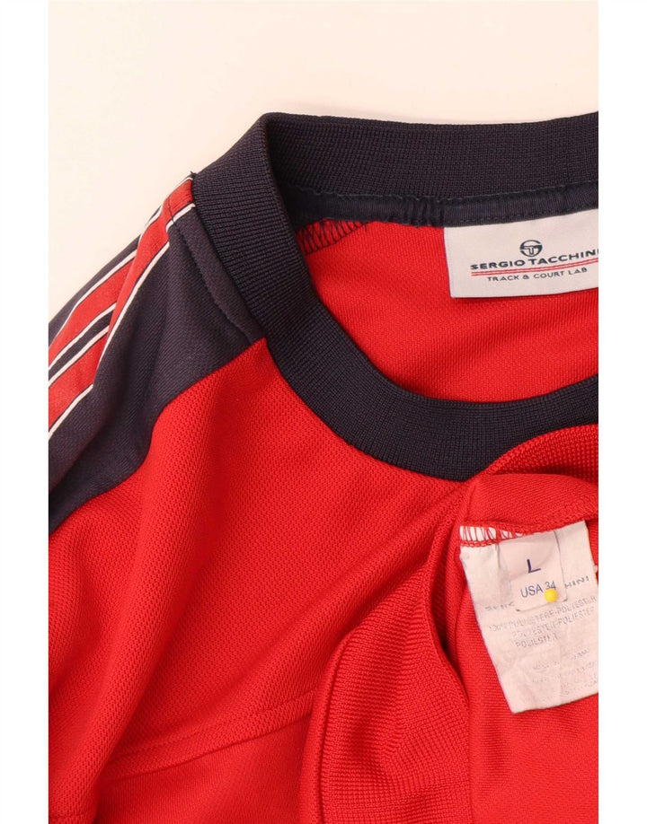 Sergio Tacchini Hombre Sudadera Gráfica Jumper Large Rojo Colorblock