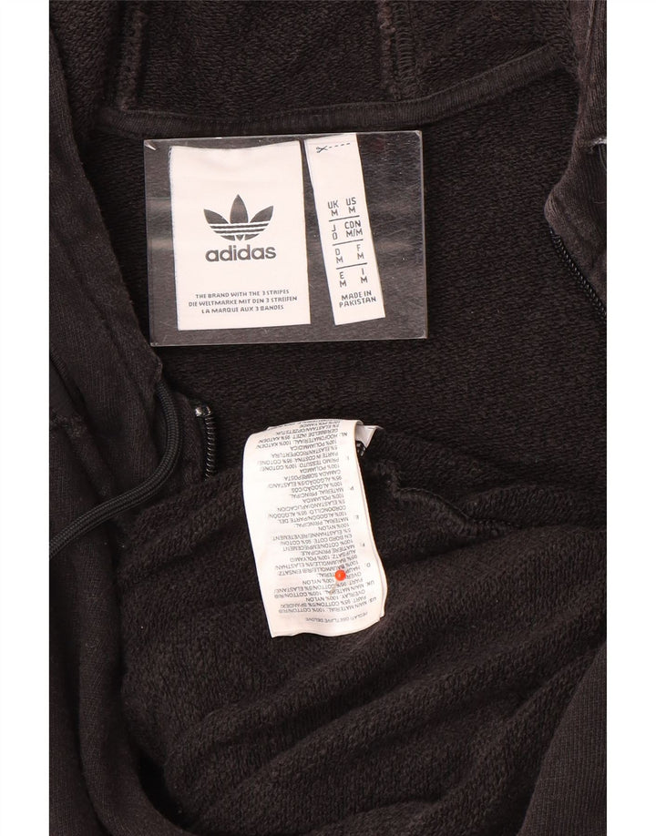 Adidas - Sudadera con capucha y cremallera para hombre, algodón negro mediano