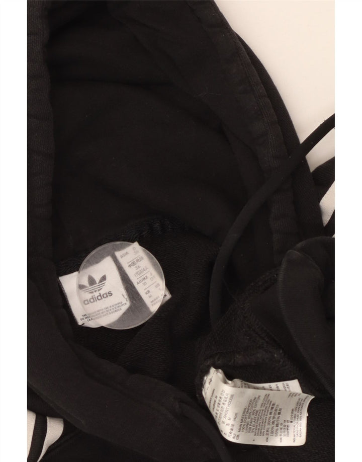 ADIDAS Mujer Crop Oversize Sudadera con capucha Jumper UK 10 Pequeño Algodón Negro