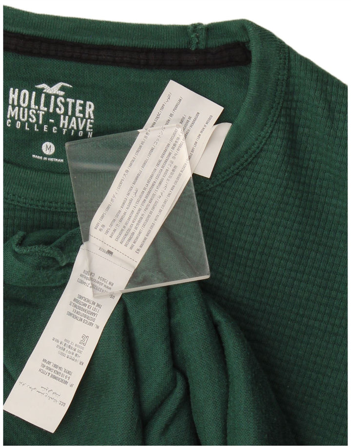 Camiseta Hollister Hombre Manga Larga Algodón Verde Medio
