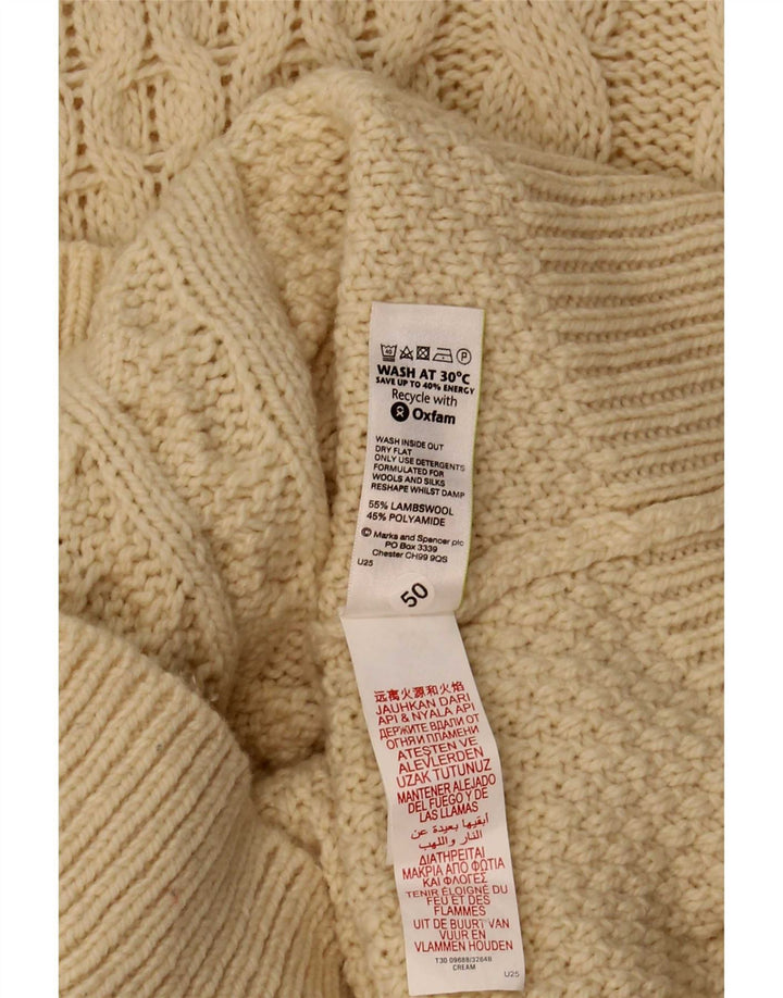 Marks & Spencer Jersey De Cuello Redondo Para Hombre De Lana De Cordero Beige Grande