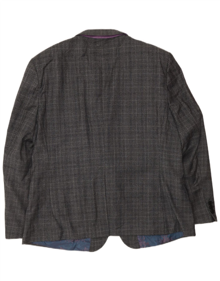 Ted Baker Chaqueta tipo blazer de 2 botones para hombre UK 46 3XL Lana a cuadros gris