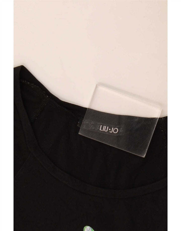 Liu Jo Top sin mangas gráfico para mujer UK 44 Medium Black