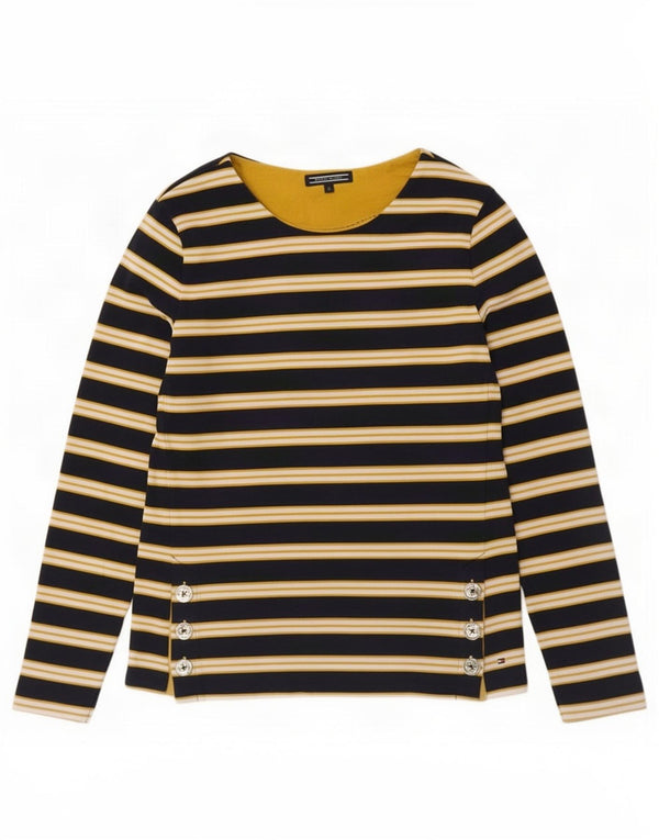 Tommy Hilfiger Top para mujer de manga larga UK 12 Medium Azul marino a rayas