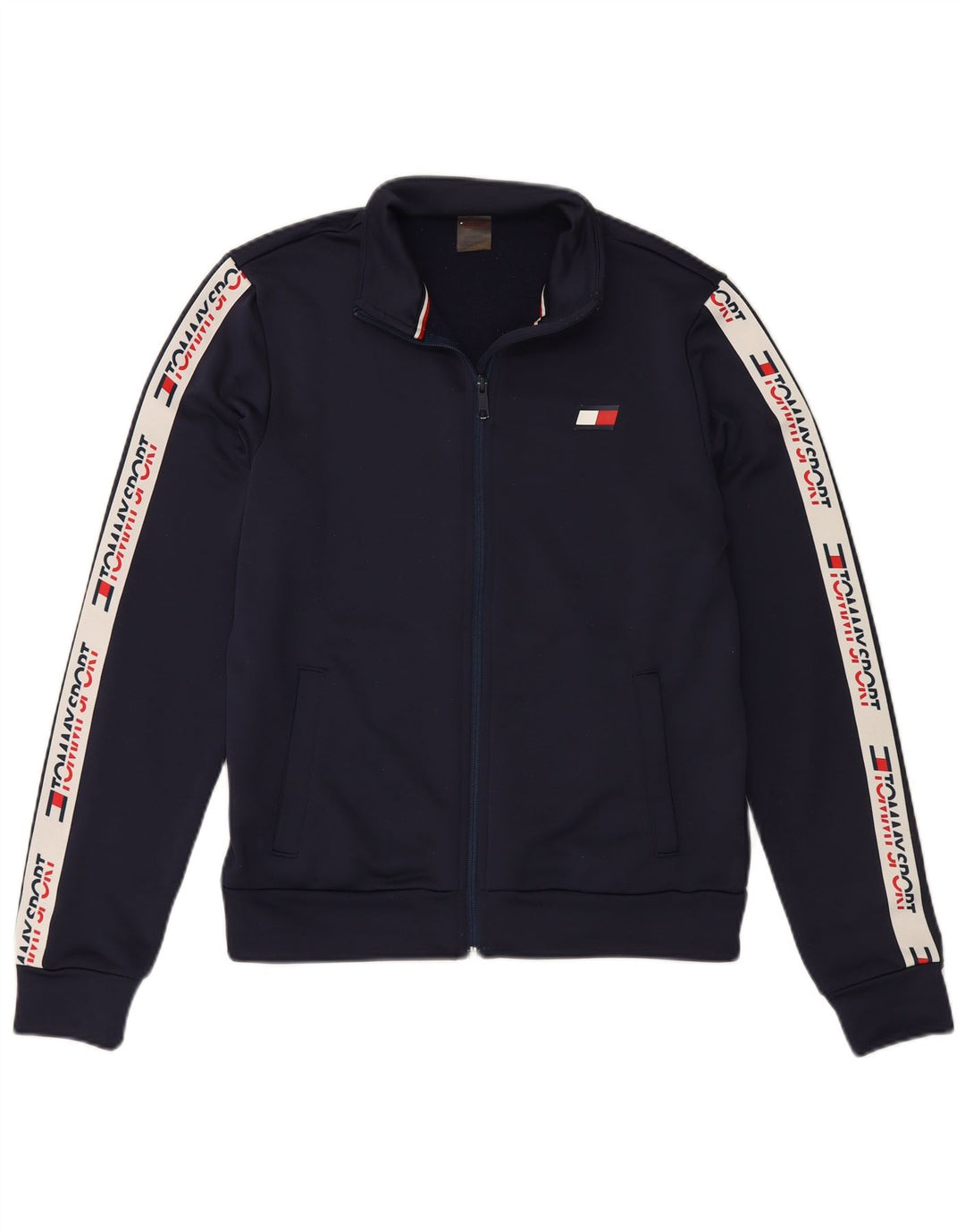 TOMMY HILFIGER Chaqueta de chándal para hombre Small Azul marino Colorblock