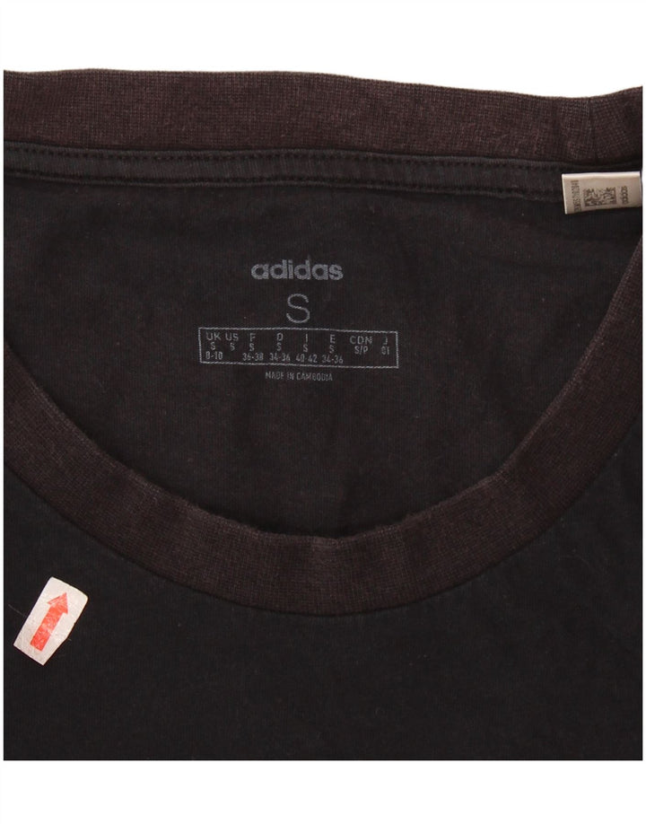 ADIDAS Camiseta gráfica para mujer Top UK 8/10 Small Black Cotton