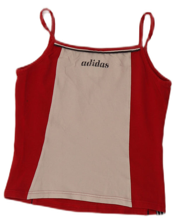 Adidas Mujer Crop Graphic Cami Top Reino Unido 44 Medio Rojo Colorblock Algodón