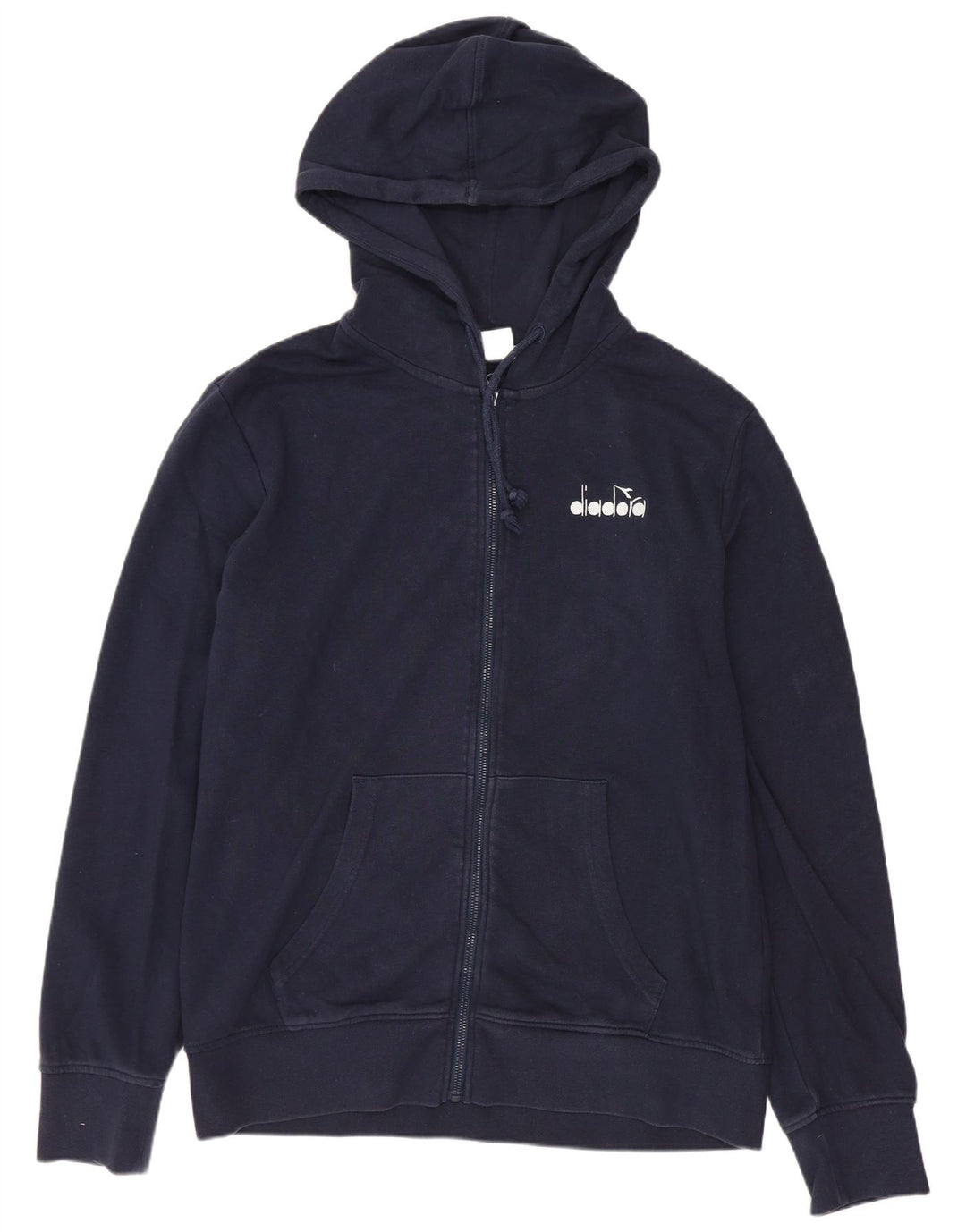 DIADORA Sudadera con capucha y cremallera para hombre, talla grande, algodón azul marino