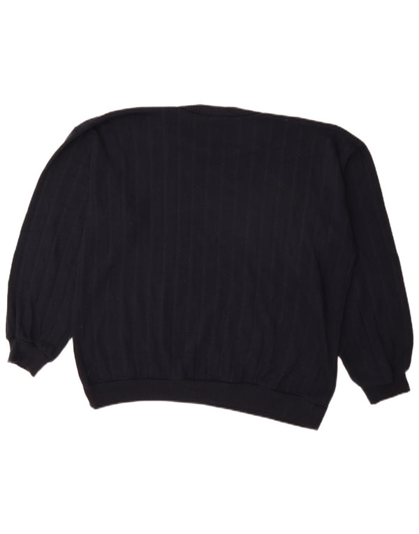 Zara Mujer Cuello Redondo Jersey Jersey UK 10 Small Azul Marino Rayas Pintadas