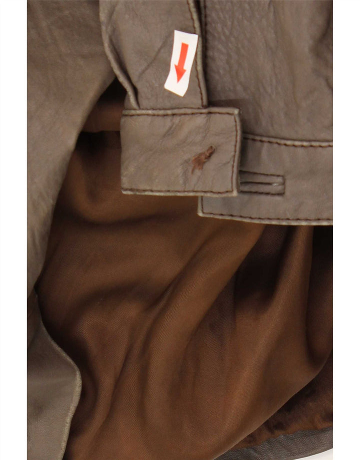 Chaqueta de cuero vintage para mujer IT 48 XL Marrón