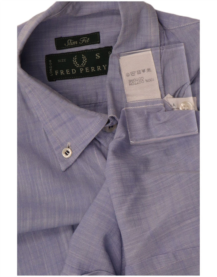 FRED PERRY Camisa Slim Fit para Hombre Algodón Azul Pequeño