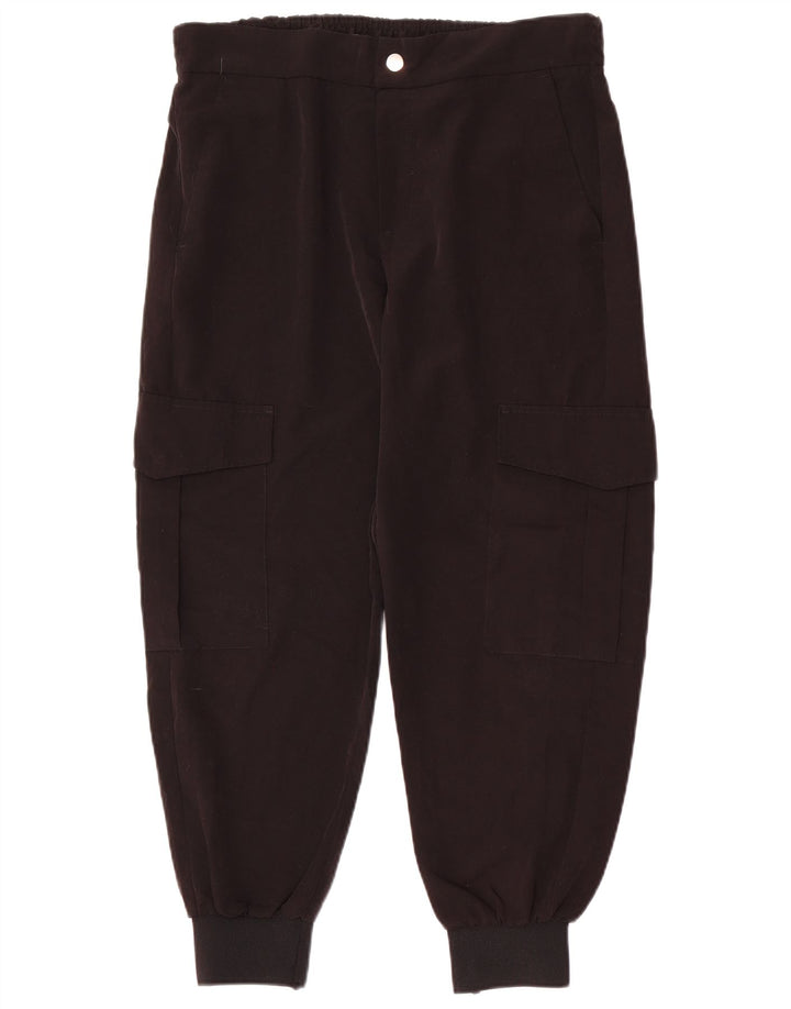 ZARA Mujer Joggers Pantalón Cargo Large W3 Negro Poliéster