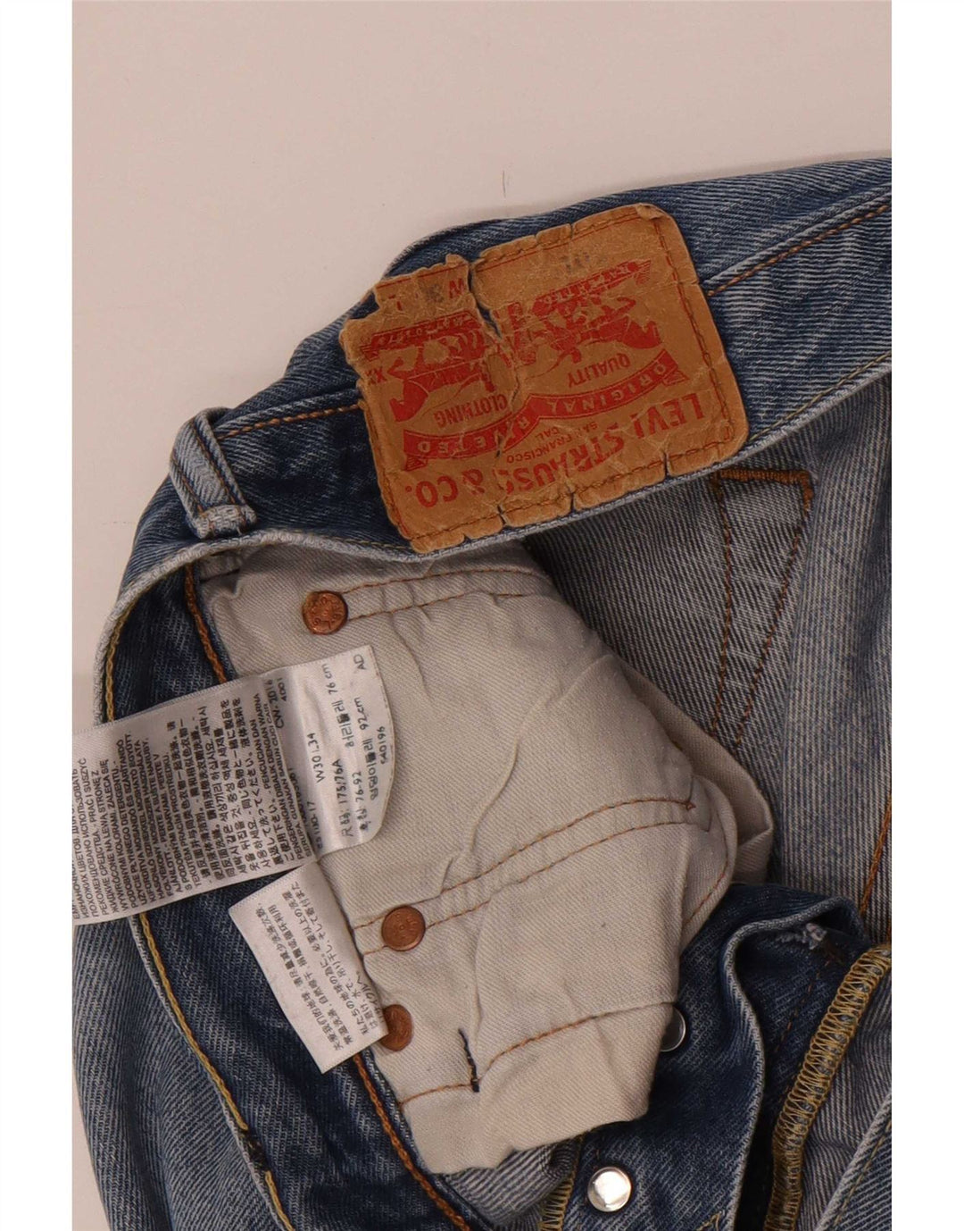 Vaqueros rectos desgastados para hombre Levi's W30 L34 Algodón azul