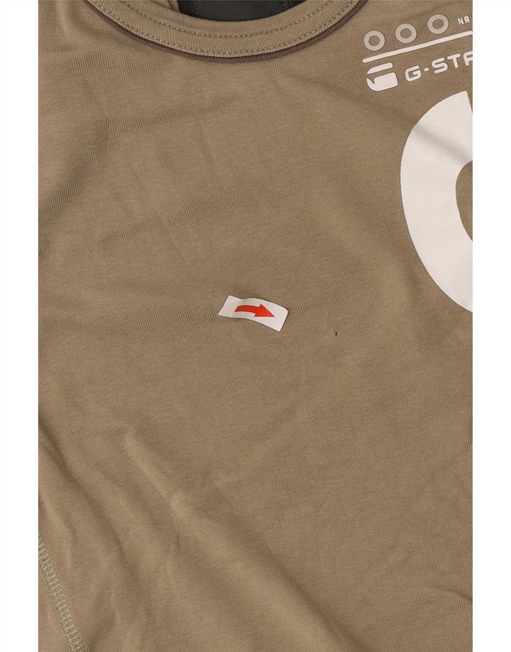 G-Star Hombre Camiseta Gráfica Top Pequeño Algodón Caqui