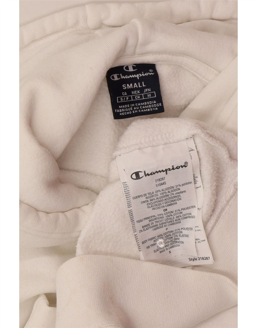 Champion Sudadera Con Capucha Para Hombre Jersey Pequeño De Algodón Blanco