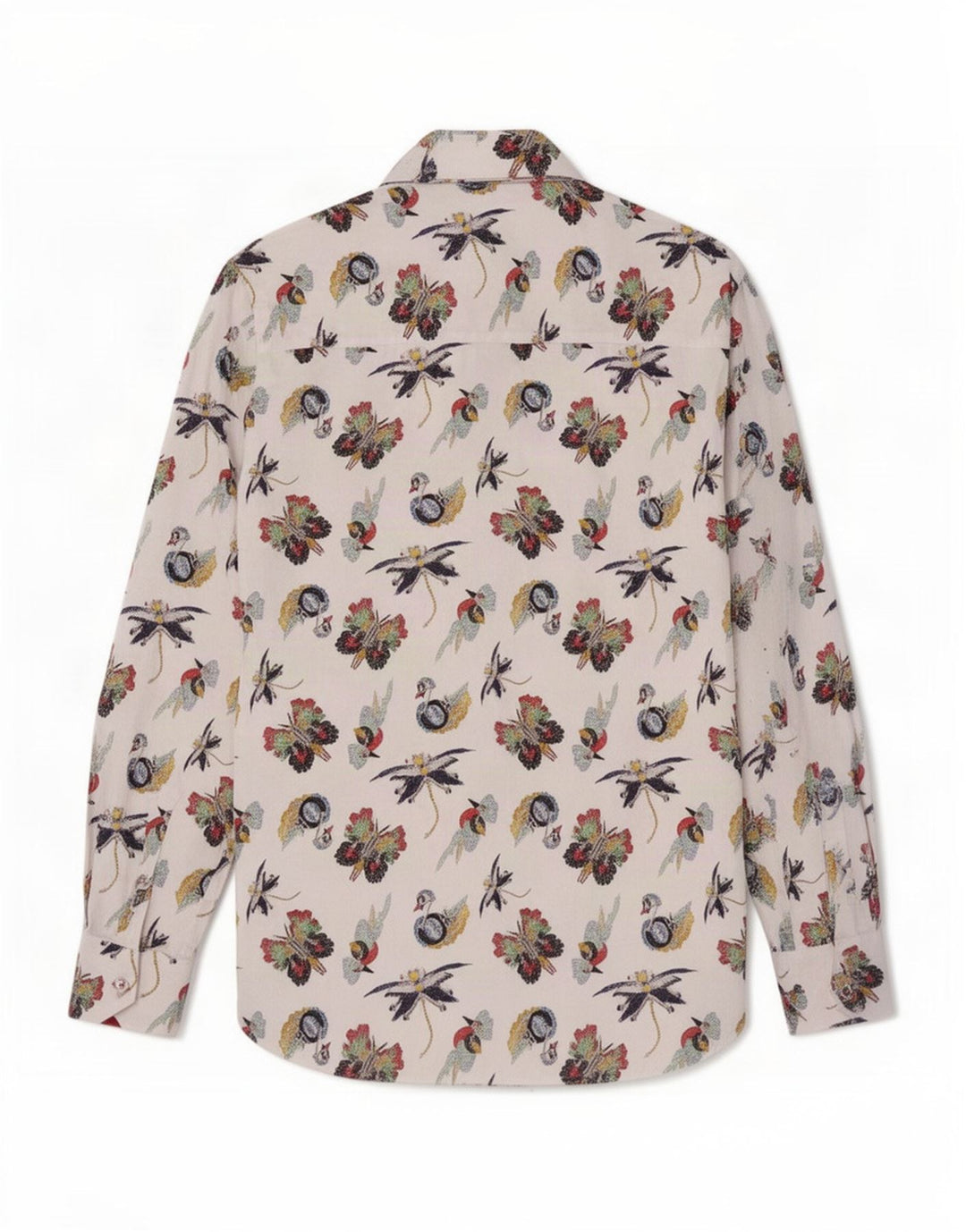 Claudio Lugli Camisa para hombre con estampado abstracto, talla 39/40, algodón blanco mediano