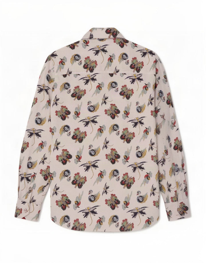 Claudio Lugli Camisa para hombre con estampado abstracto, talla 39/40, algodón blanco mediano
