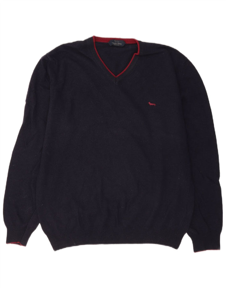 Harmont & Blaine Jersey con cuello en V para hombre XL Lana azul marino
