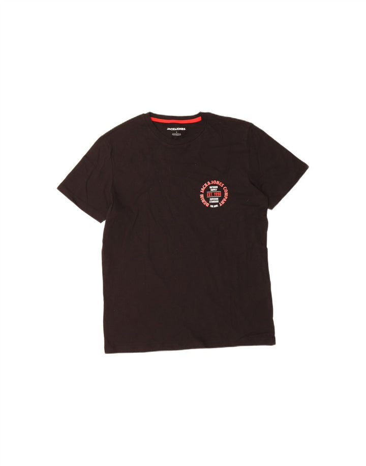 JACK & JONES Mens Graphic T-Shirt Top Small Black Cotton