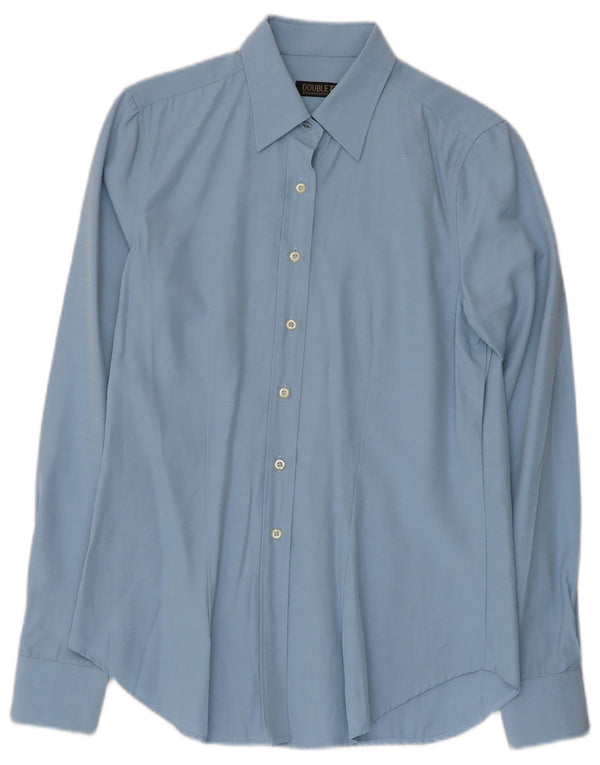 VINTAGE Camisa de Mujer Reino Unido 12 Azul Medio