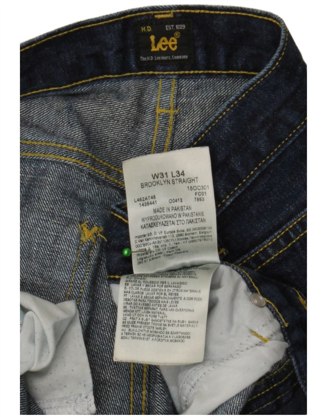 Lee Vaqueros Rectos Brooklyn Para Hombre W31 L34 Algodón Azul