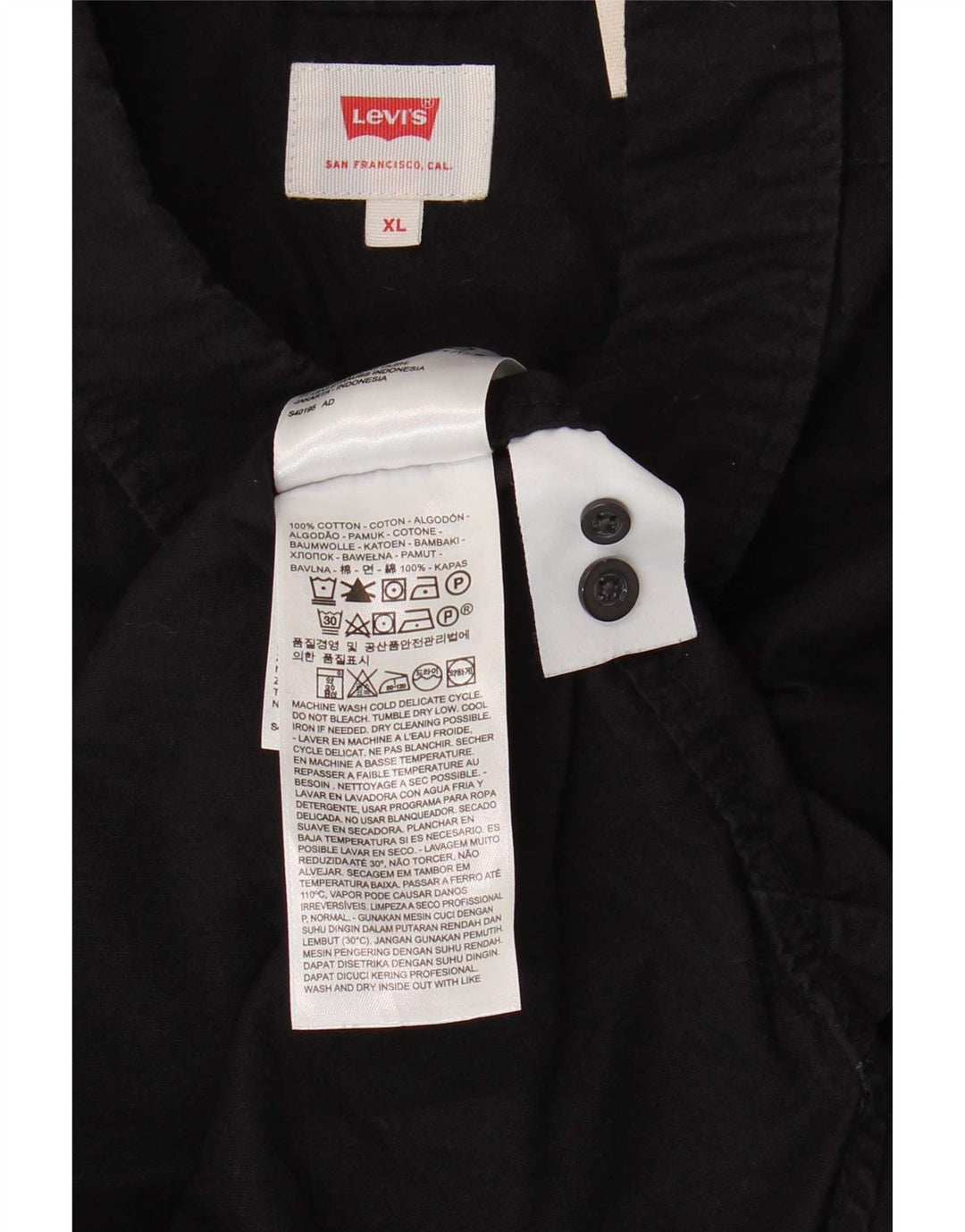 Camisa Levi's Hombre XL Algodón Negro