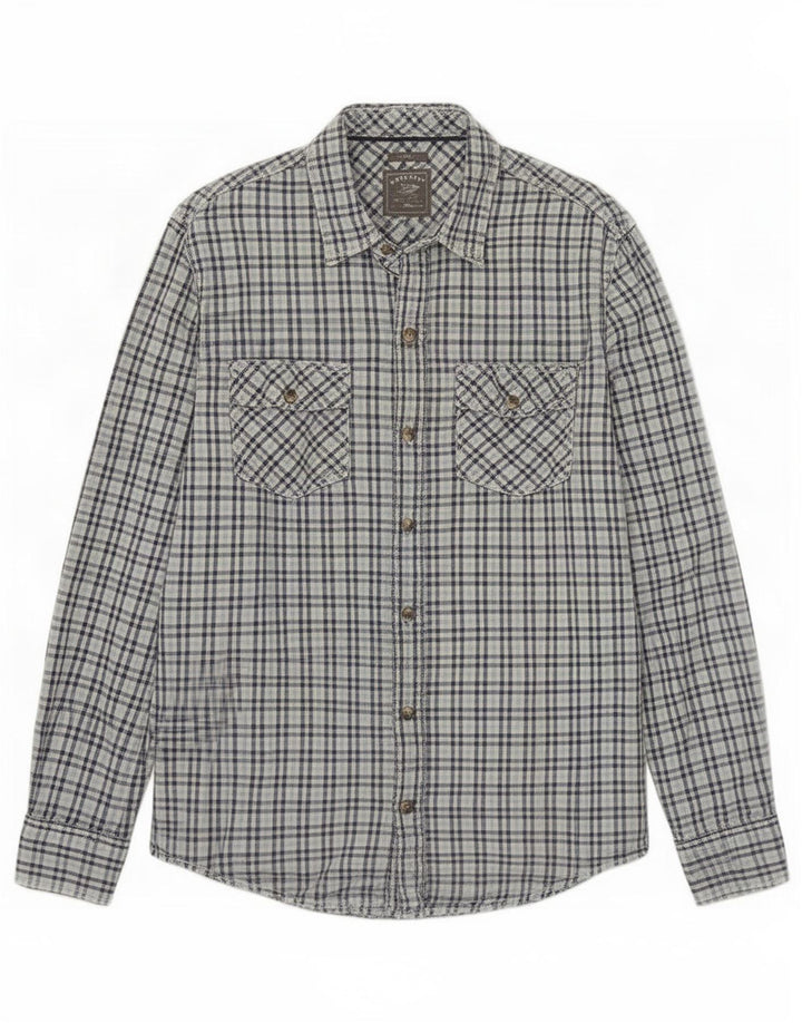 Camisa slim fit de hombre de Fat Face de algodón a cuadros en azul grande