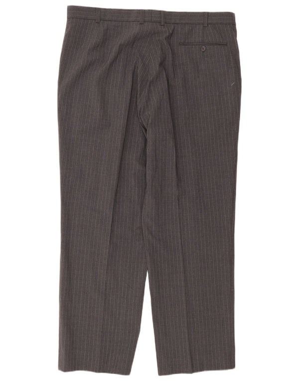 Marks & Spencer Mens Straight Suit Trousers W38 L29 Grey Pinstripe