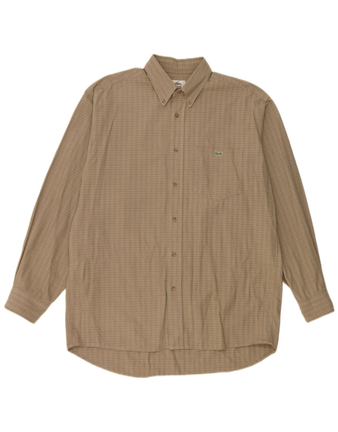 Camisa Lacoste Hombre Talla 40 Mediana Beige Cuadros Algodón