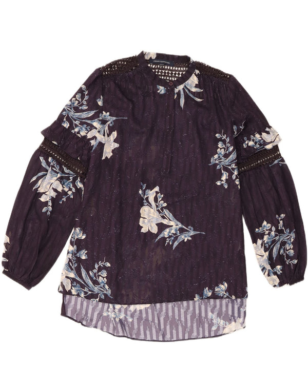 French Connection Blusa de manga larga para mujer UK 40 Small Azul marino