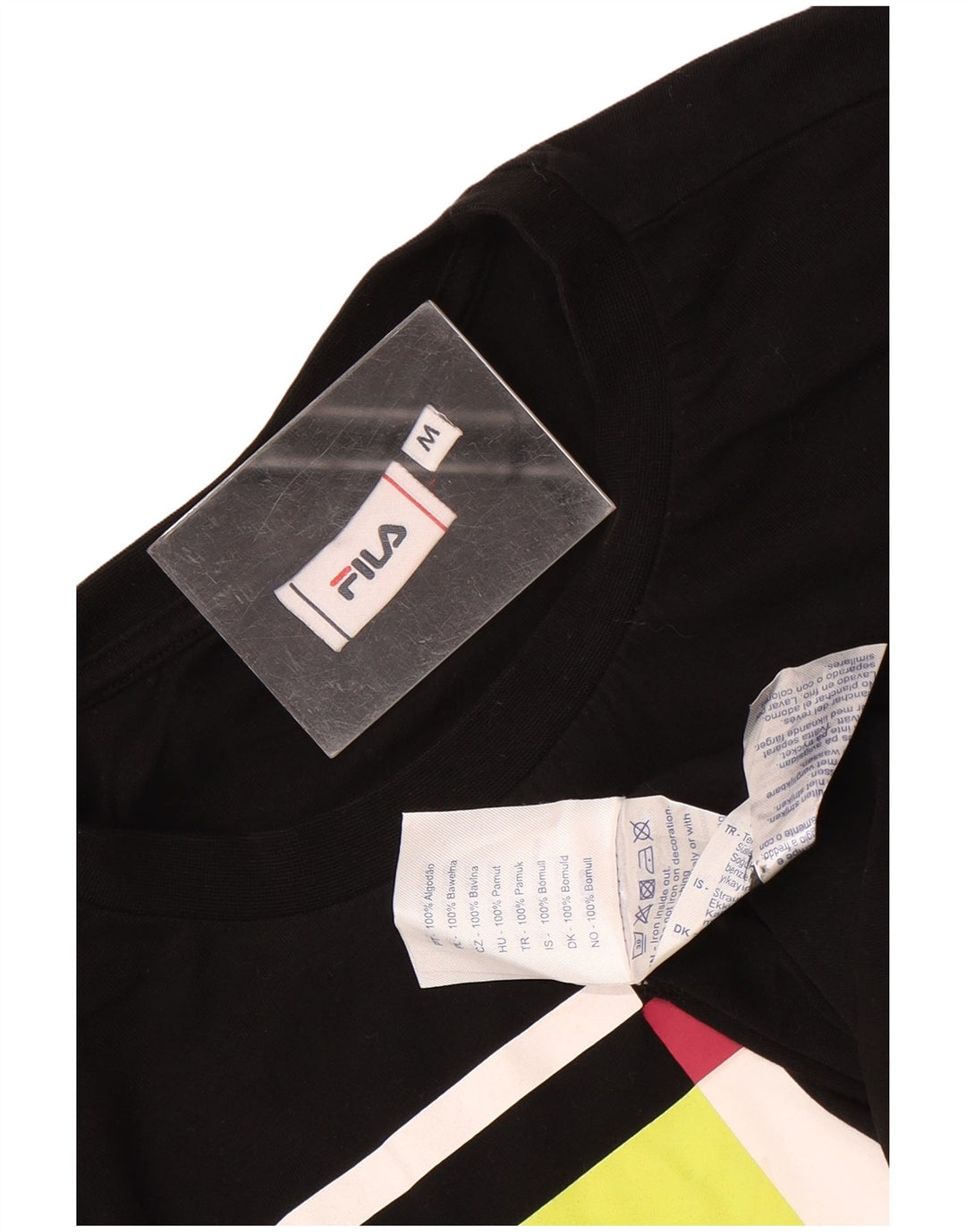 Fila Camiseta gráfica para hombre Top Medium Black Cotton