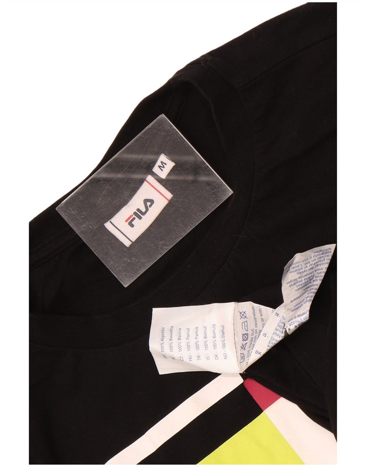 Fila Camiseta gráfica para hombre Top Medium Black Cotton