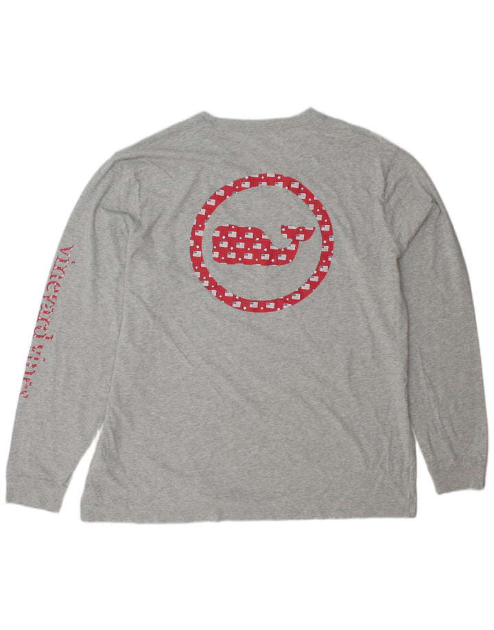 VINEYARD VINES Top gráfico para hombre manga larga XL algodón gris
