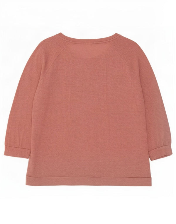 Jigsaw Jersey de manga 3/4 para mujer con cuello barco UK 46 Large Pink Moteado