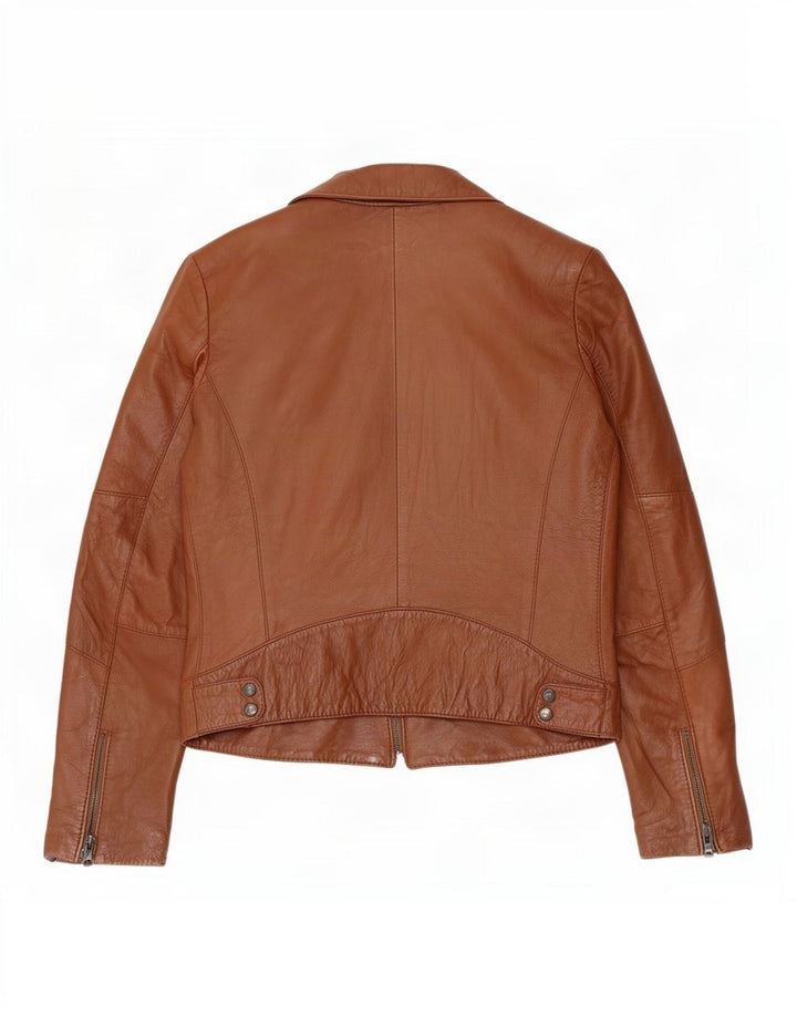 Sasch Chaqueta motera de cuero para mujer Reino Unido 44 Grande Marrón